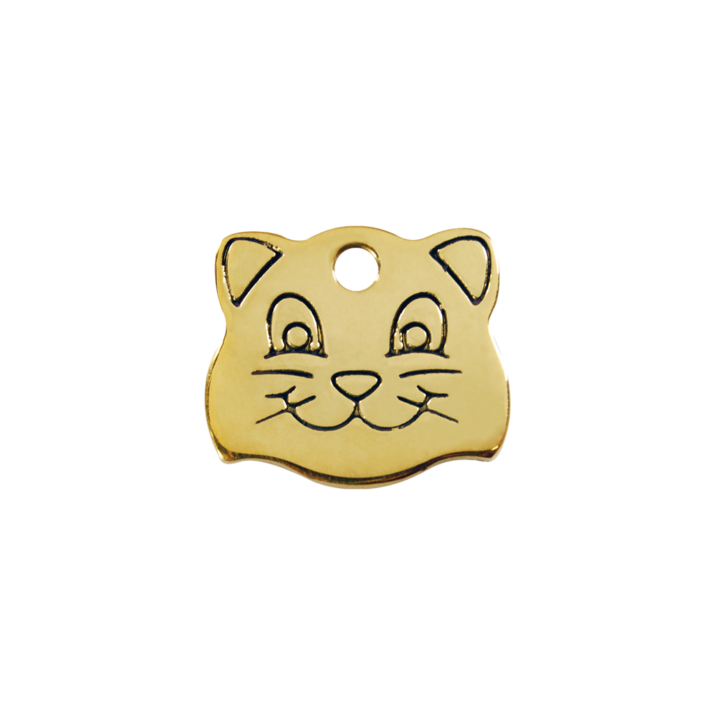 Cat Face Brass Pet Tag
