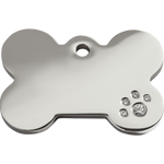 Bone Swarovski  Diamanté Stainless Steel Pet Tag
