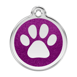 Glitter Paw Print Pet Tag