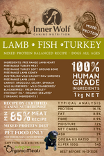 Inner Wolf Free Range Patties - Lamb - Fish -Turkey- 1kg