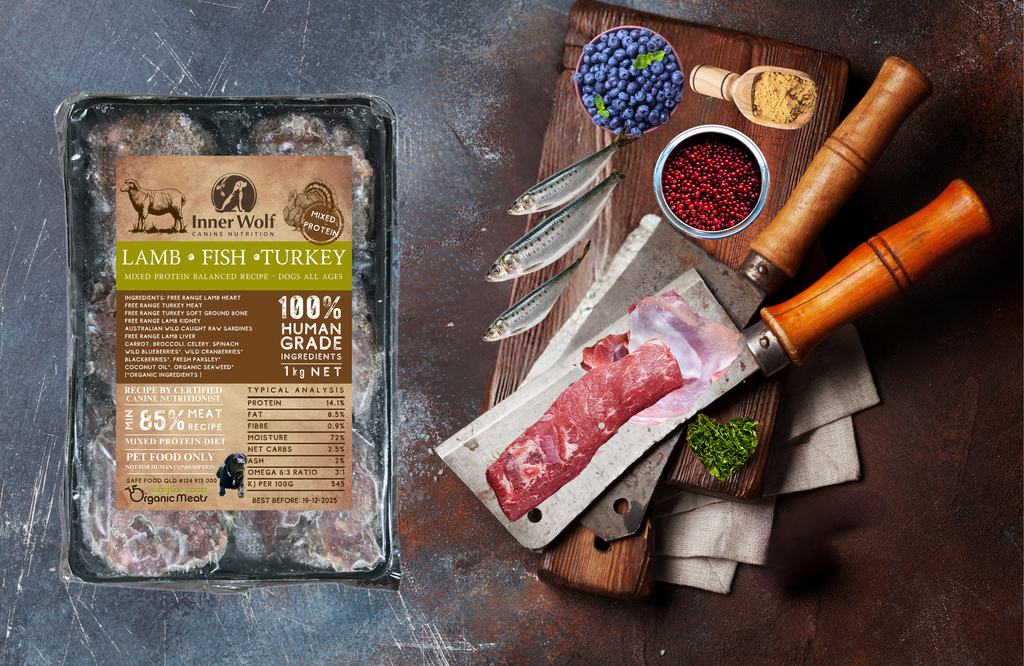 Inner Wolf Free Range Patties - Lamb - Fish -Turkey- 1kg