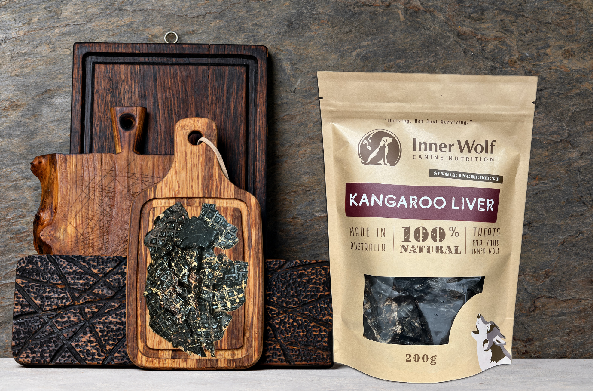 Inner Wolf Kangaroo Liver 200g Dog Treats Sunshine Coast