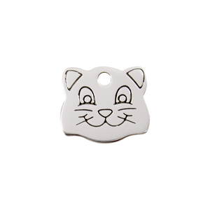 Flat Cat Face Pet Tag