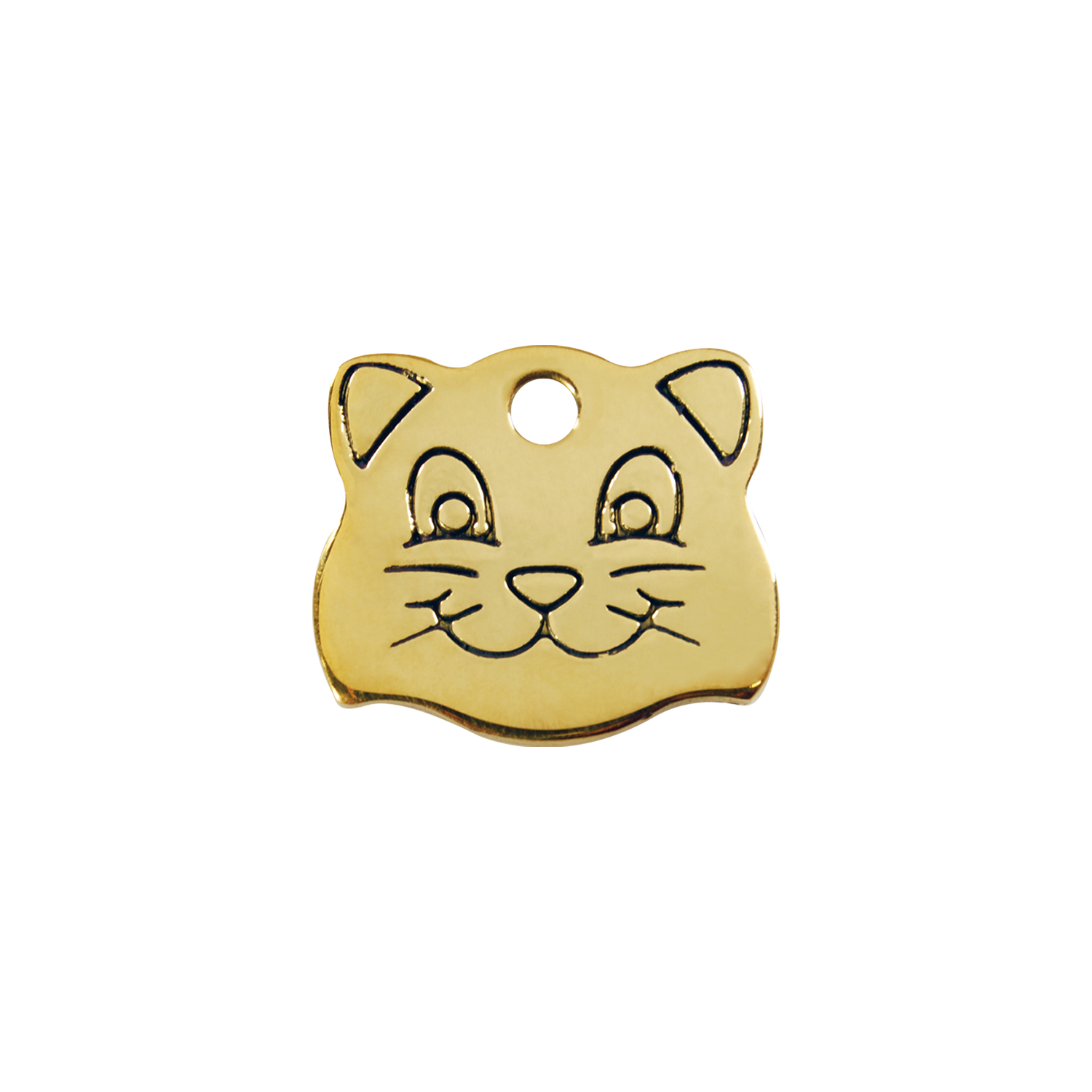 Cat Face Brass Pet Tag