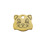 Cat Face Brass Pet Tag