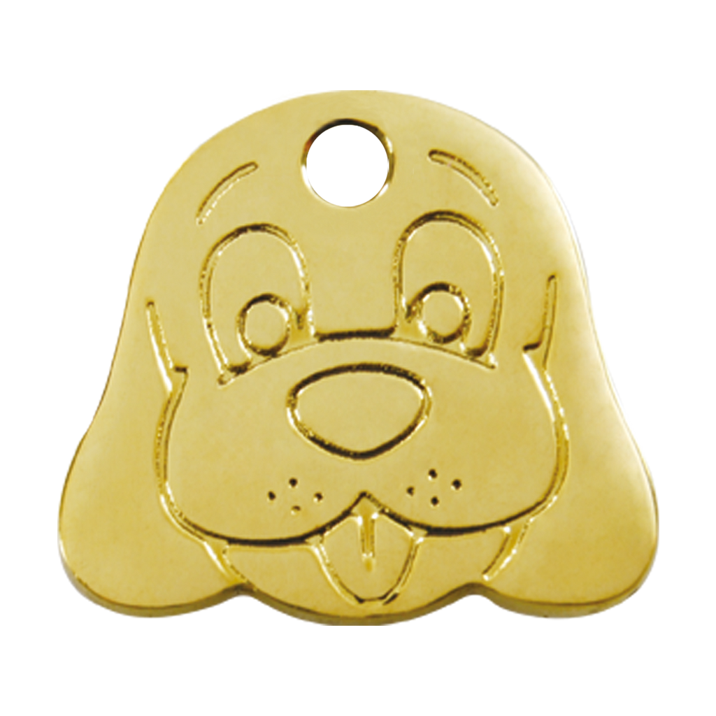 Dog Face Brass Pet Tag