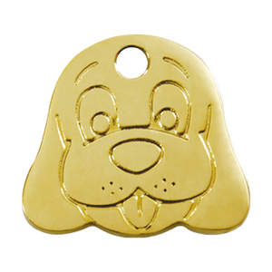 Dog Face Brass Pet Tag