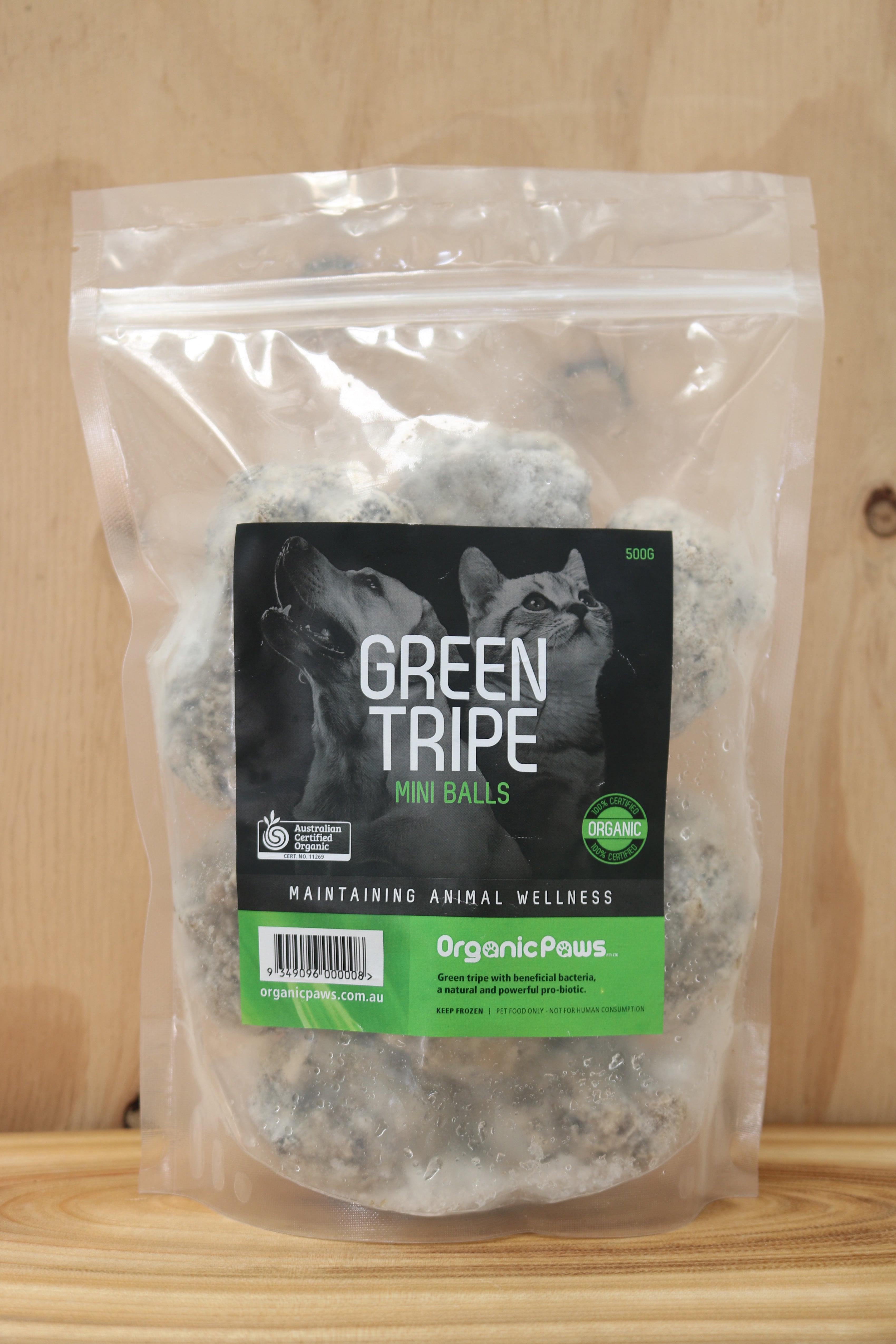 Organic Paws Green Tripe Mini Balls 500g - Frozen